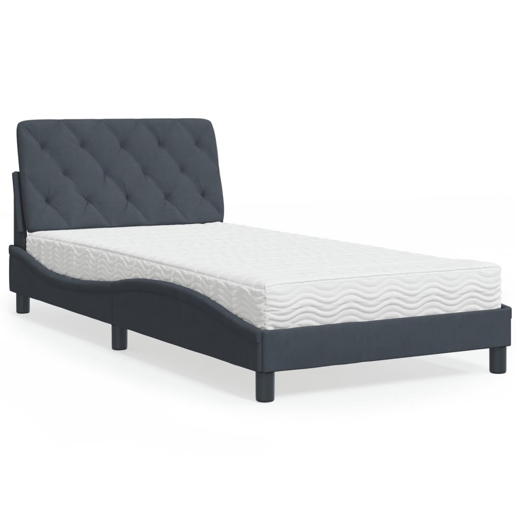 vidaXL Bett mit Matratze Hellgrau 80x200 cm Samt