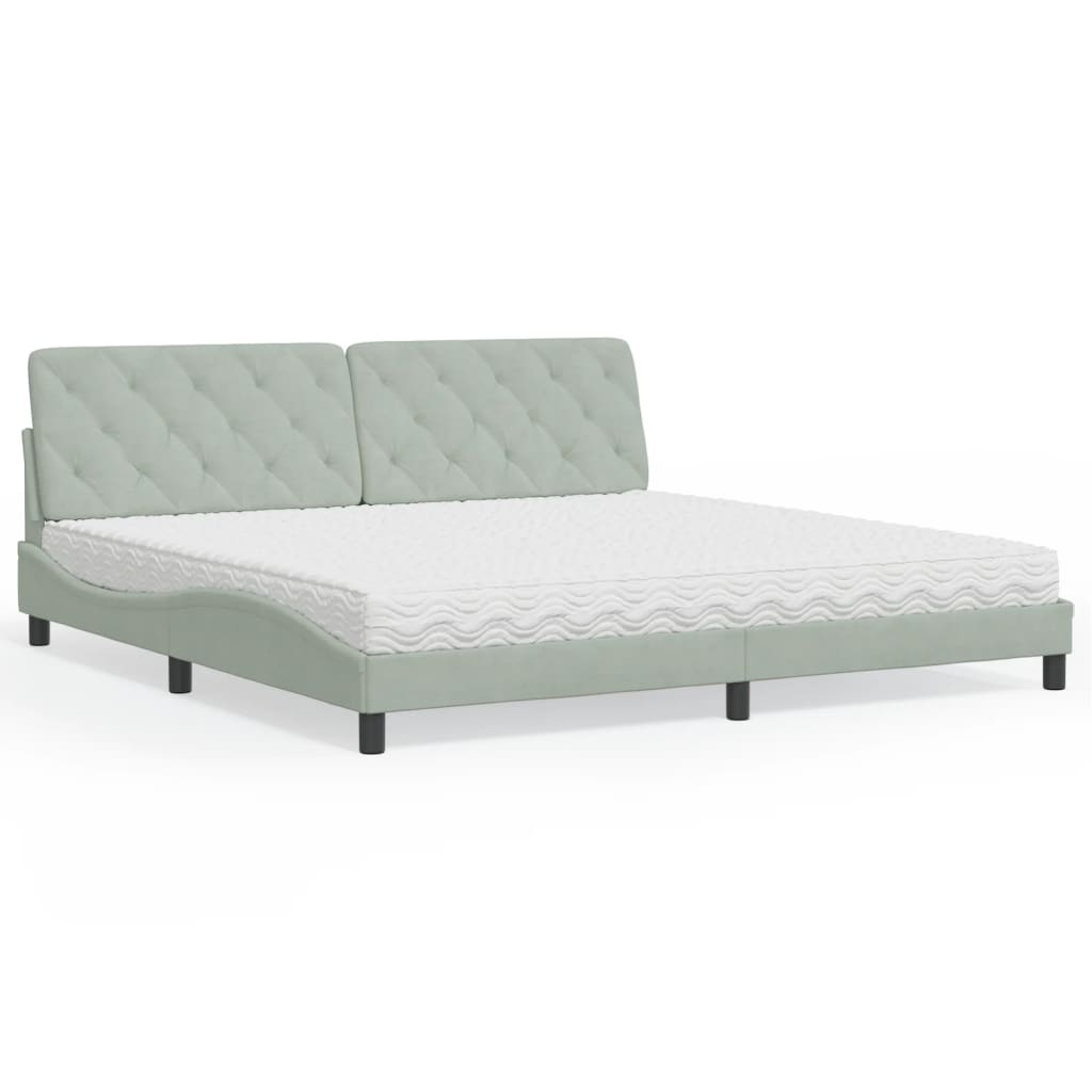 vidaXL Bett mit Matratze Hellgrau 80x200 cm Samt
