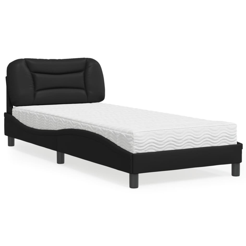 Bett mit Matratze "Hvar" Schwarz 80x200 cm Kunstleder