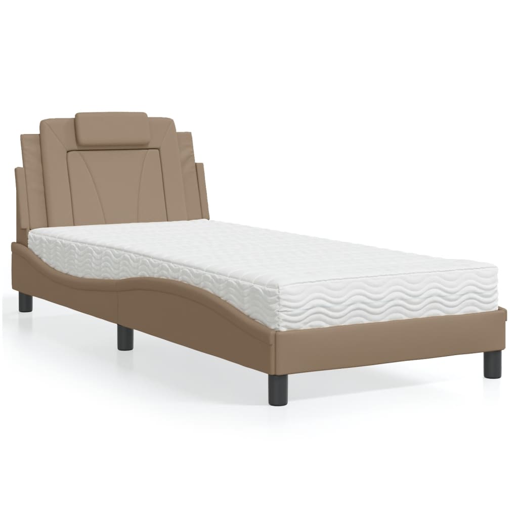 Bett "Viana" mit Matratze Schwarz 80x200 cm Kunstleder
