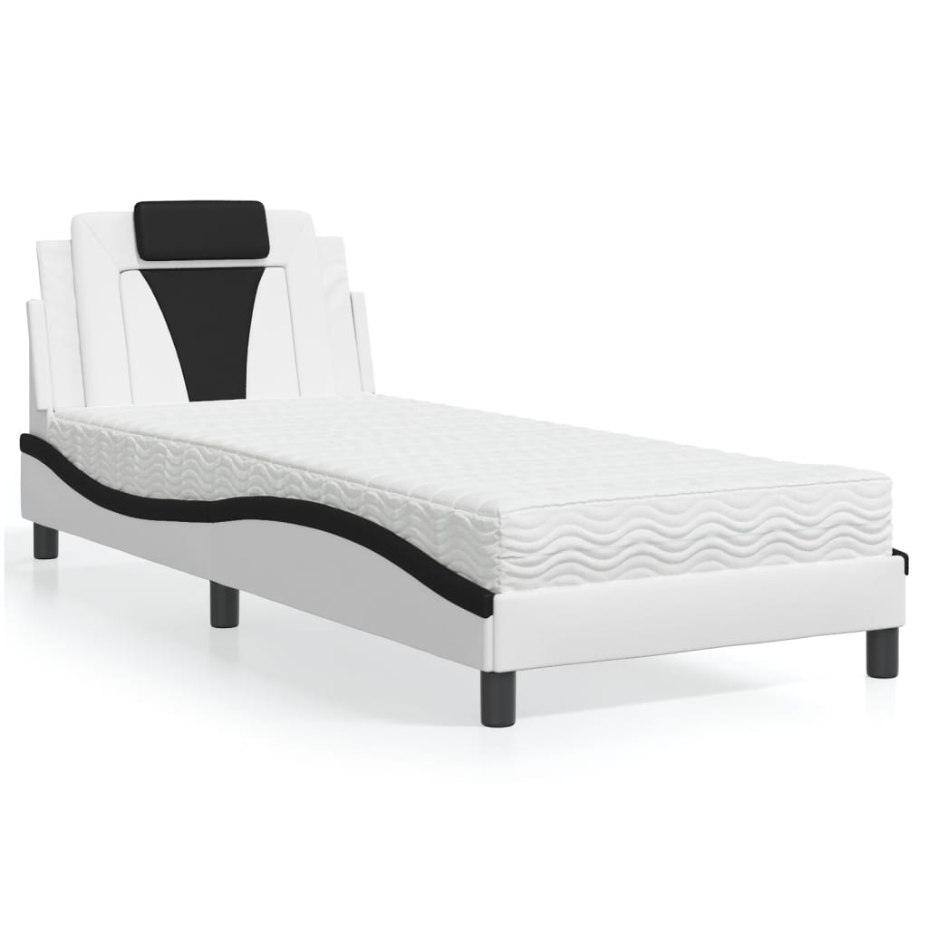 Bett "Viana" mit Matratze Schwarz 80x200 cm Kunstleder