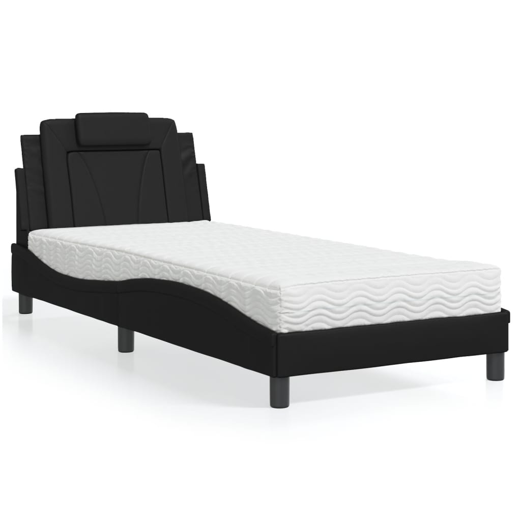 vidaXL Bett "Viana" mit Matratze Schwarz 80x200 cm Kunstleder