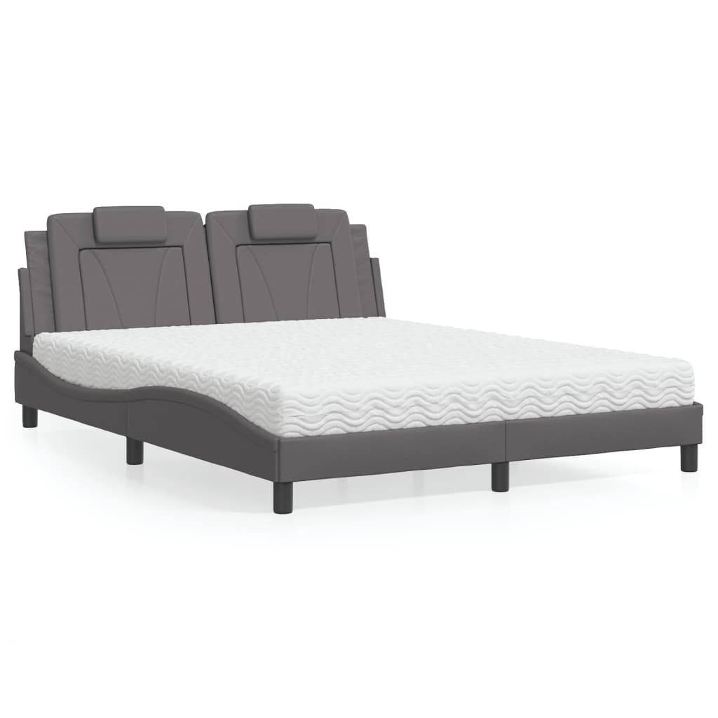 vidaXL Bett "Viana" mit Matratze Schwarz 80x200 cm Kunstleder