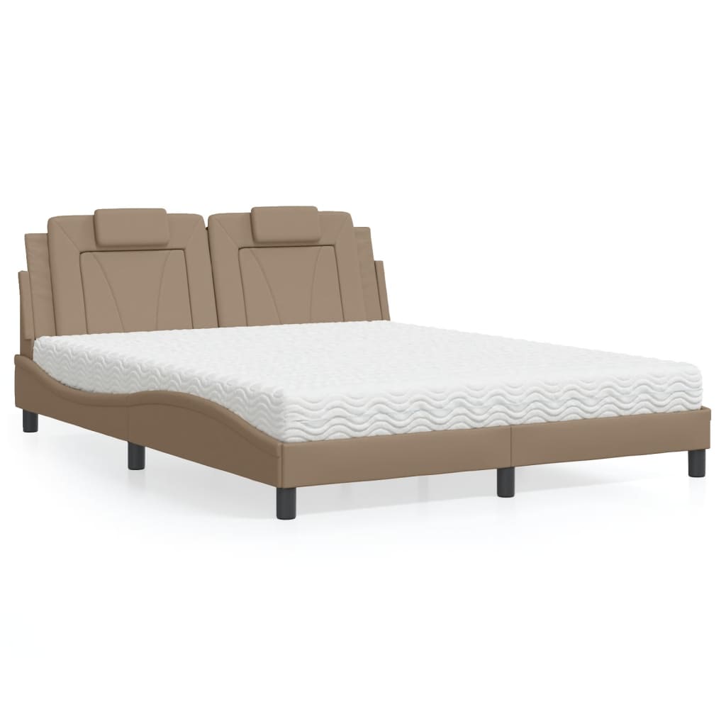 vidaXL Bett "Viana" mit Matratze Schwarz 80x200 cm Kunstleder