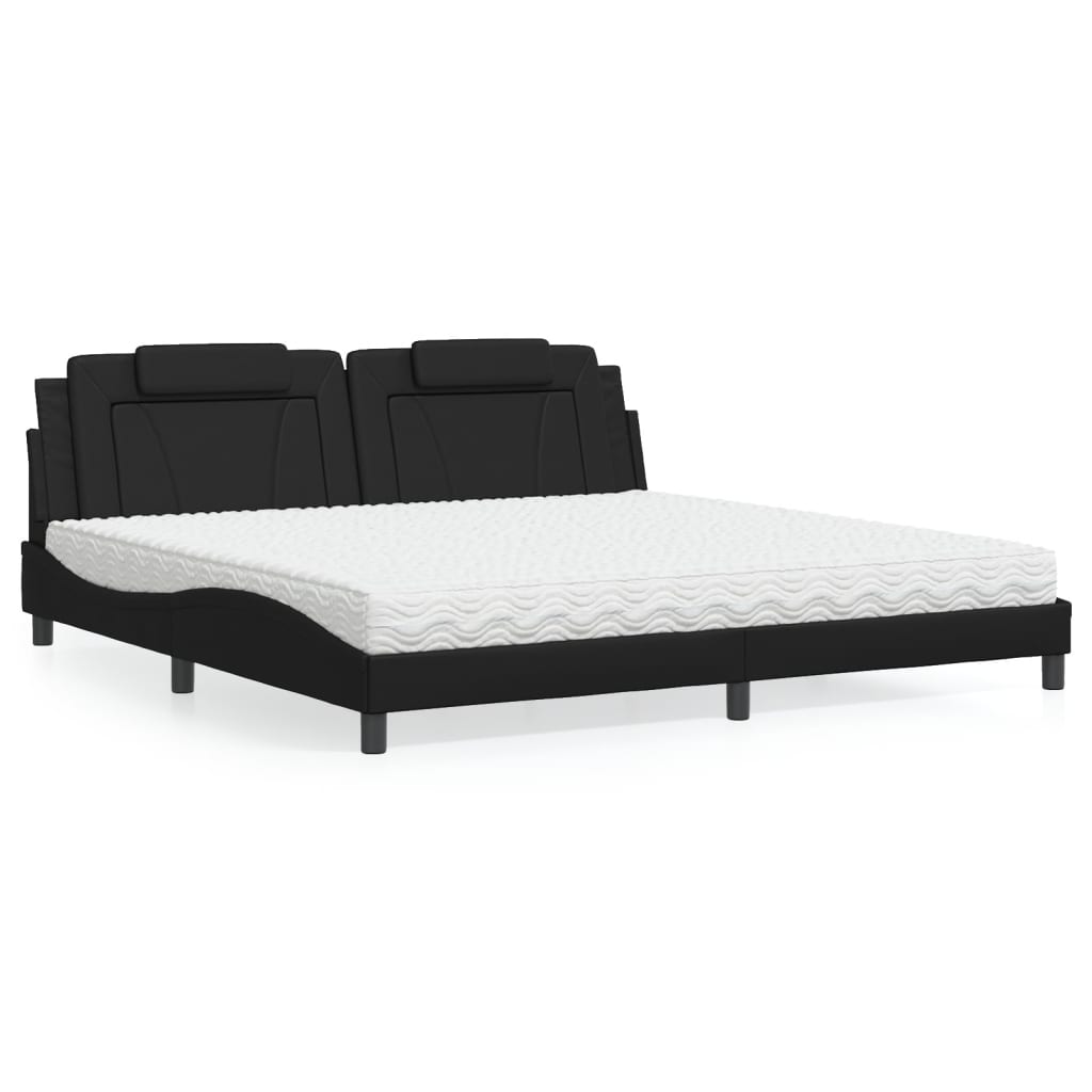 Bett "Viana" mit Matratze Schwarz 80x200 cm Kunstleder