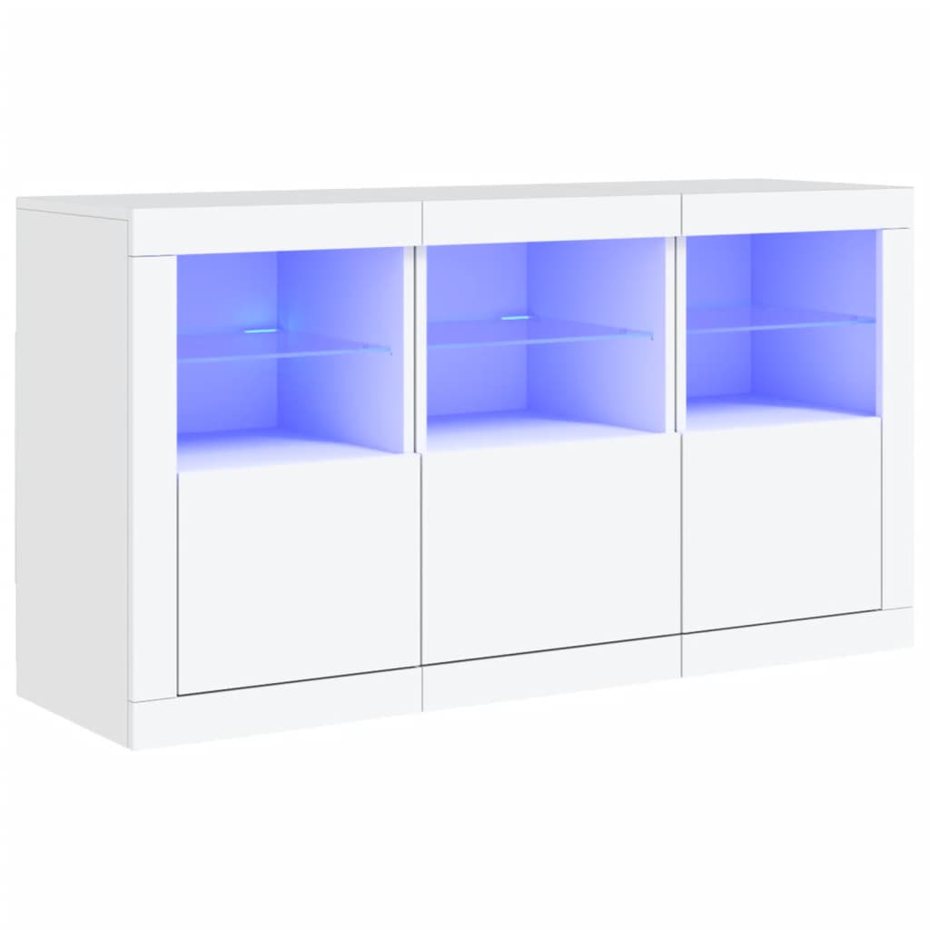 vidaXL Sideboard mit LED-Leuchten Weiß 123x37x67 cm