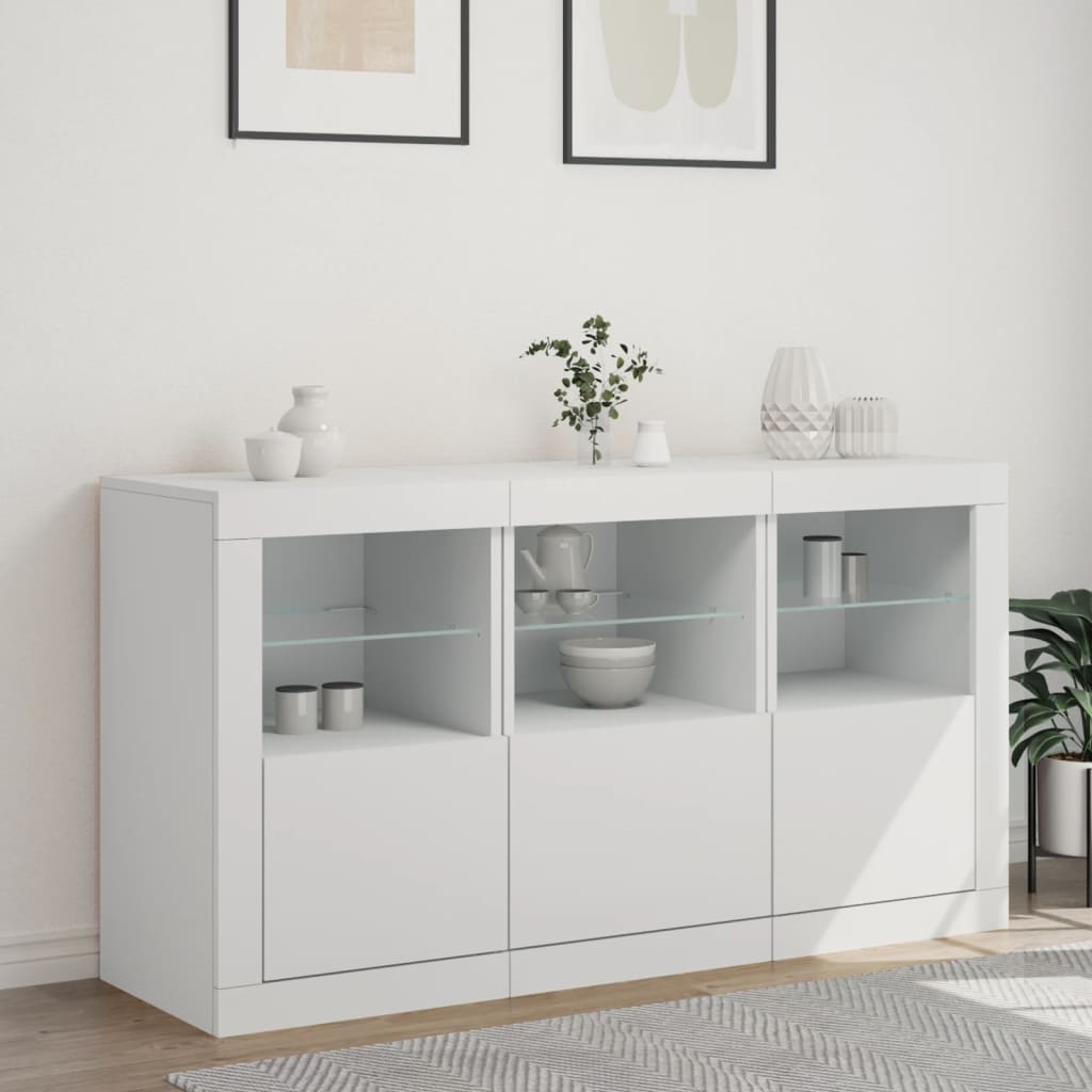 vidaXL Sideboard mit LED-Leuchten Weiß 123x37x67 cm