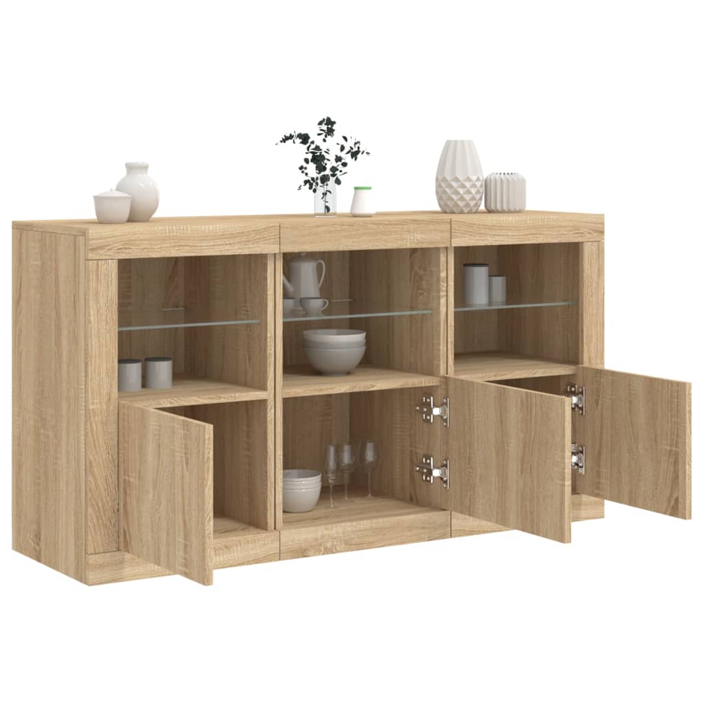 Sideboard mit LED-Leuchten Weiß 123x37x67 cm