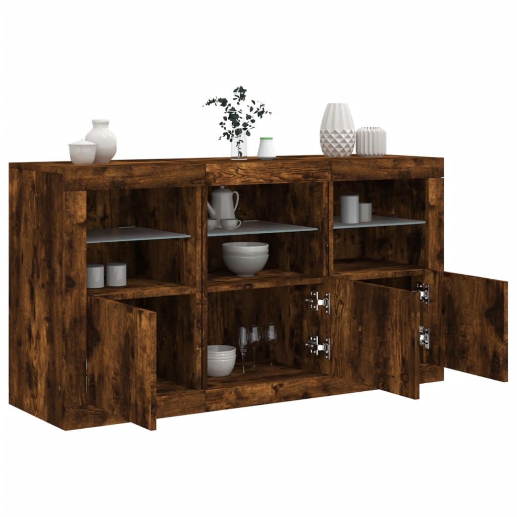 Sideboard mit LED-Leuchten Weiß 123x37x67 cm