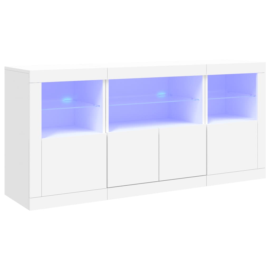 vidaXL Sideboard mit LED-Leuchten Weiß 142,5x37x67 cm