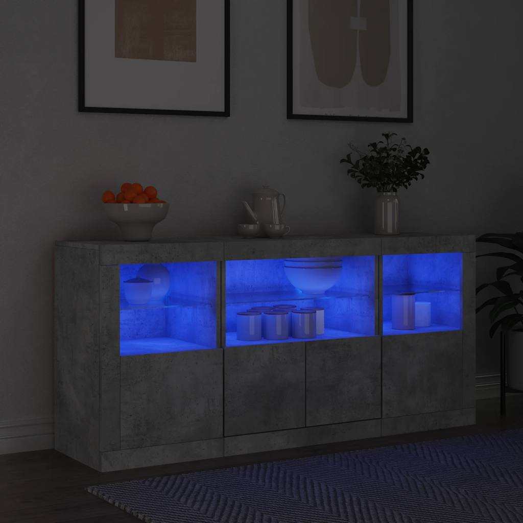Sideboard mit LED-Leuchten Weiß 142,5x37x67 cm