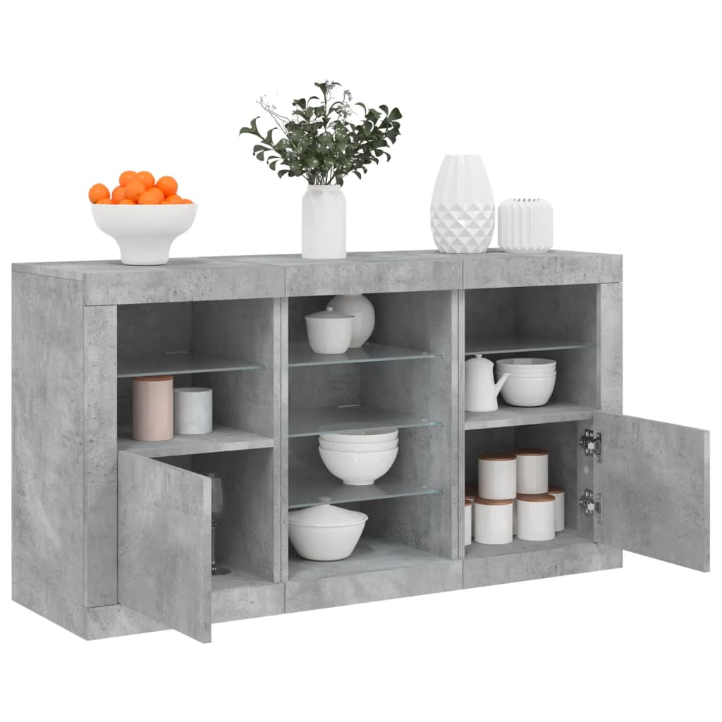 Sideboard mit LED-Leuchten Weiß 123x37x67 cm