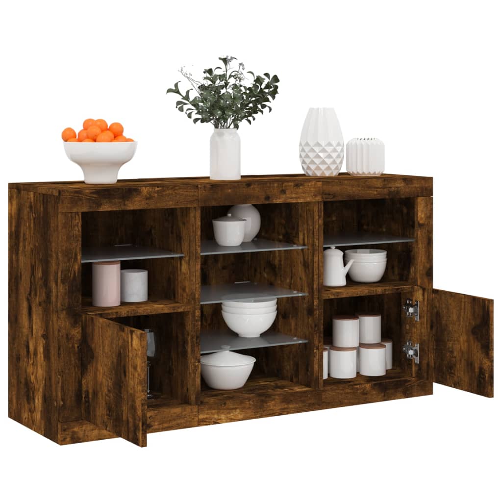 Sideboard mit LED-Leuchten Weiß 123x37x67 cm