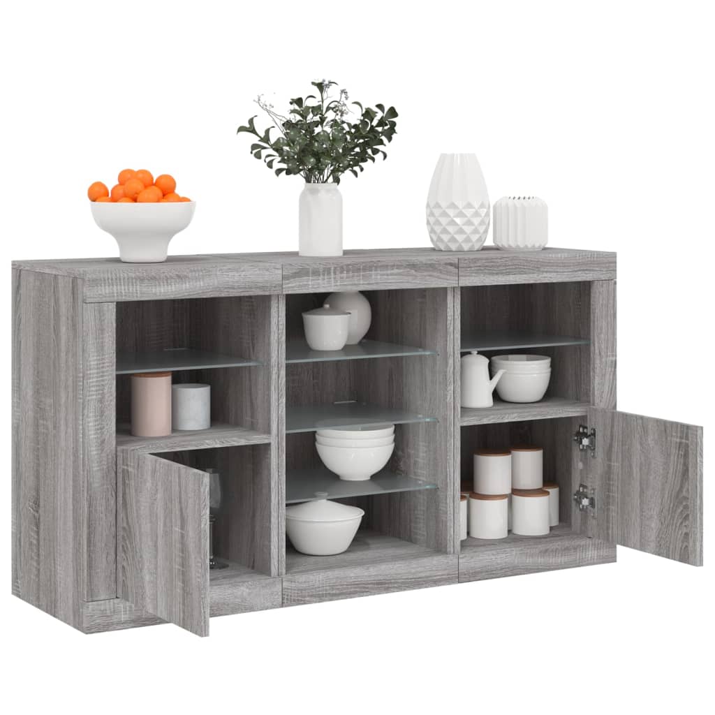 Sideboard mit LED-Leuchten Weiß 123x37x67 cm