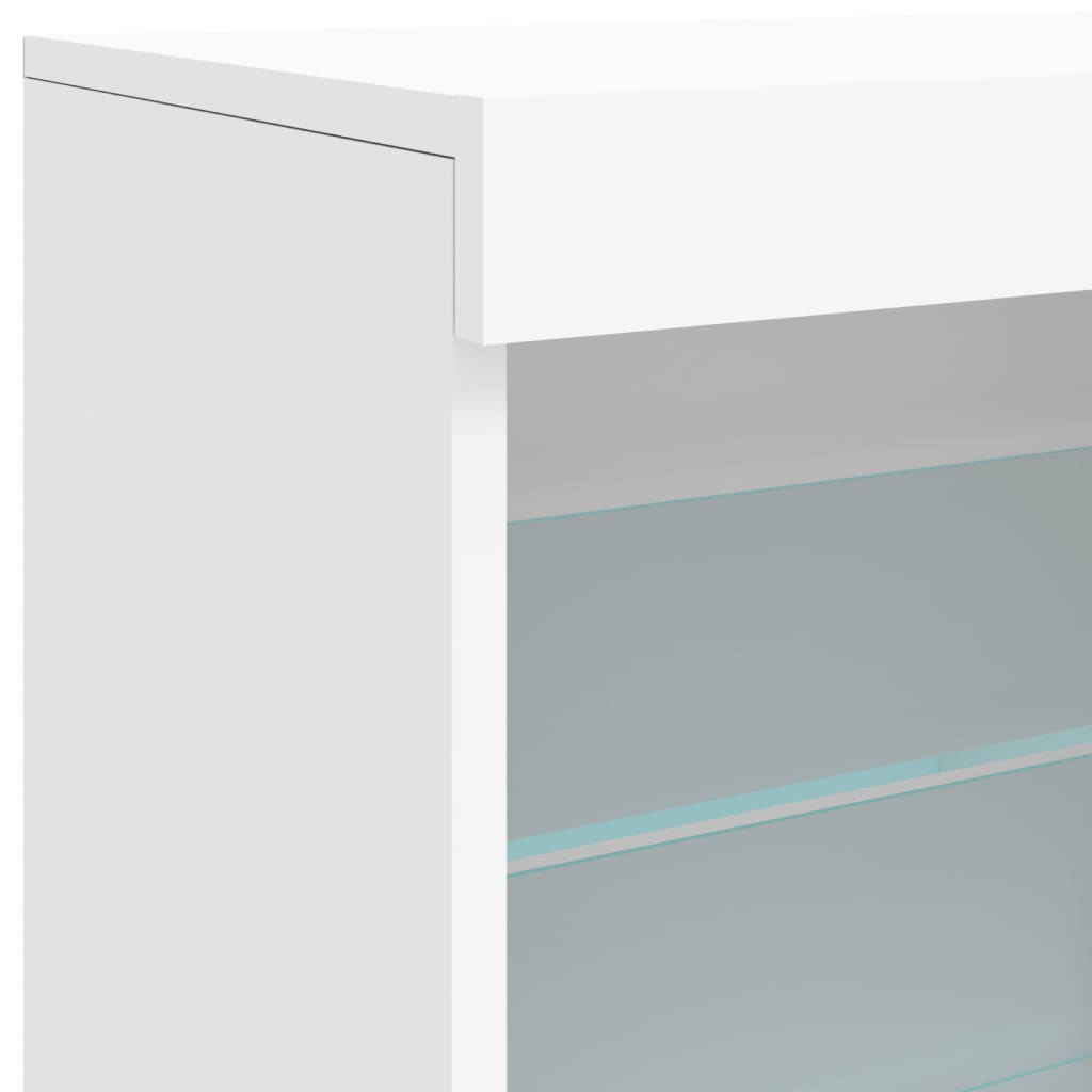vidaXL Sideboard mit LED-Leuchten Weiß 142,5x37x67 cm