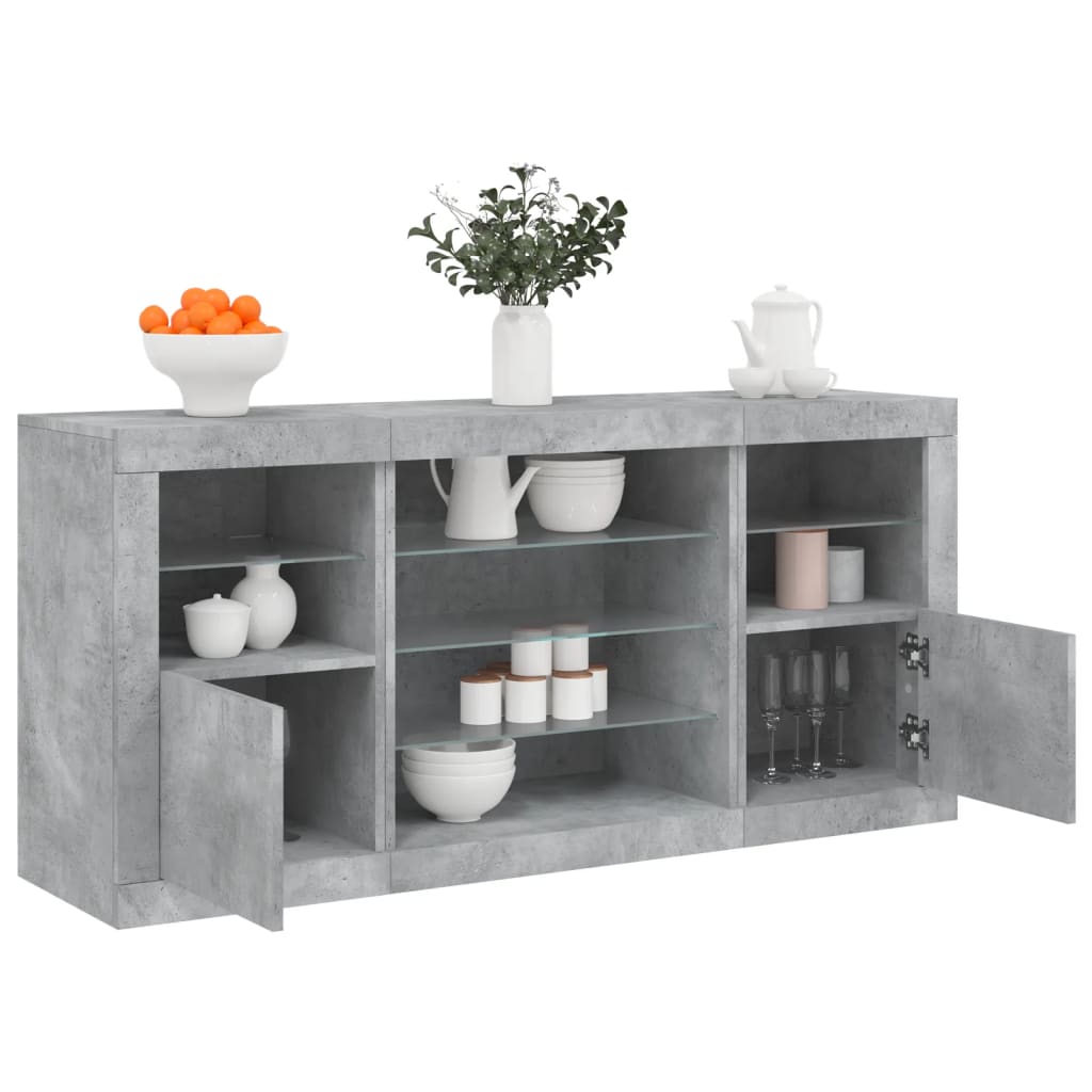 Sideboard mit LED-Leuchten Weiß 142,5x37x67 cm