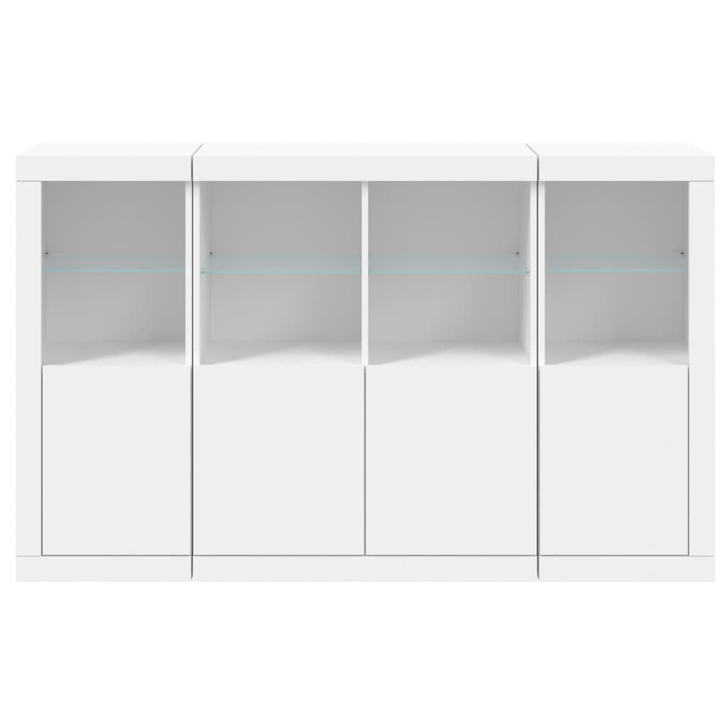 vidaXL Sideboards mit LED-Leuchten 3 Stk. Weiß Holzwerkstoff
