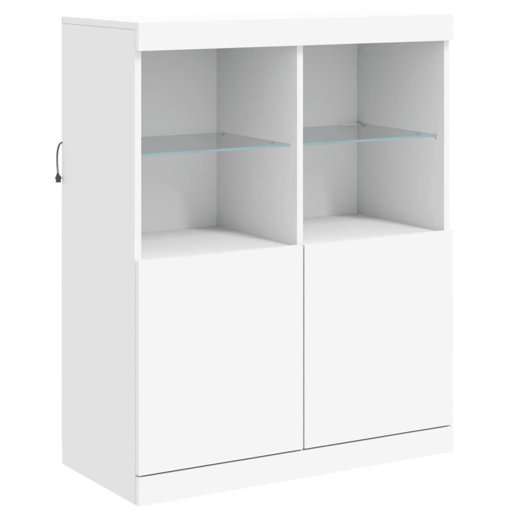 vidaXL Sideboard mit LED-Leuchten Weiß 202x37x100 cm