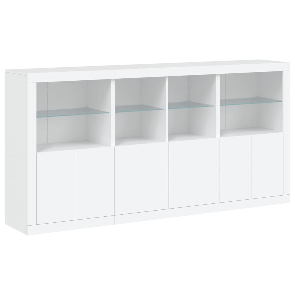 vidaXL Sideboard mit LED-Leuchten Weiß 202x37x100 cm
