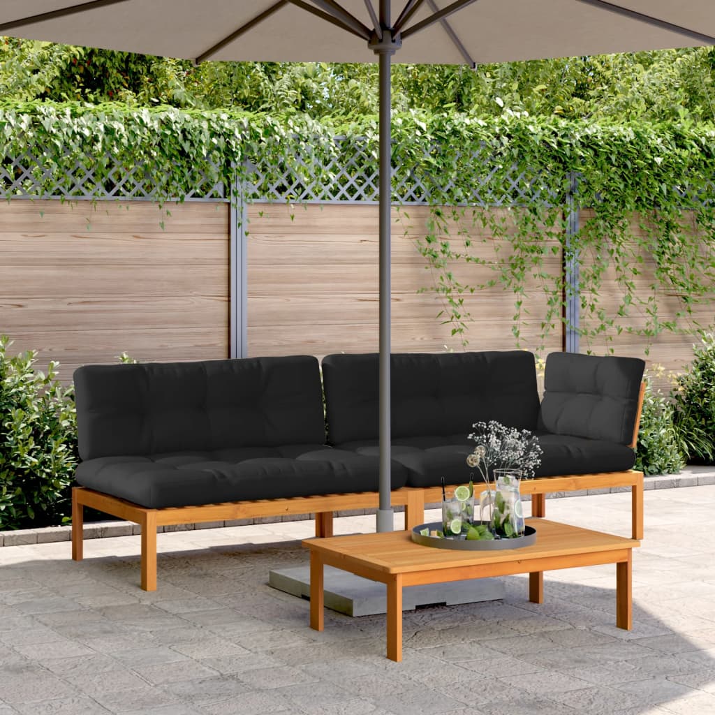 3-tlg. Garten-Sofagarnitur aus Paletten Massivholz Akazie