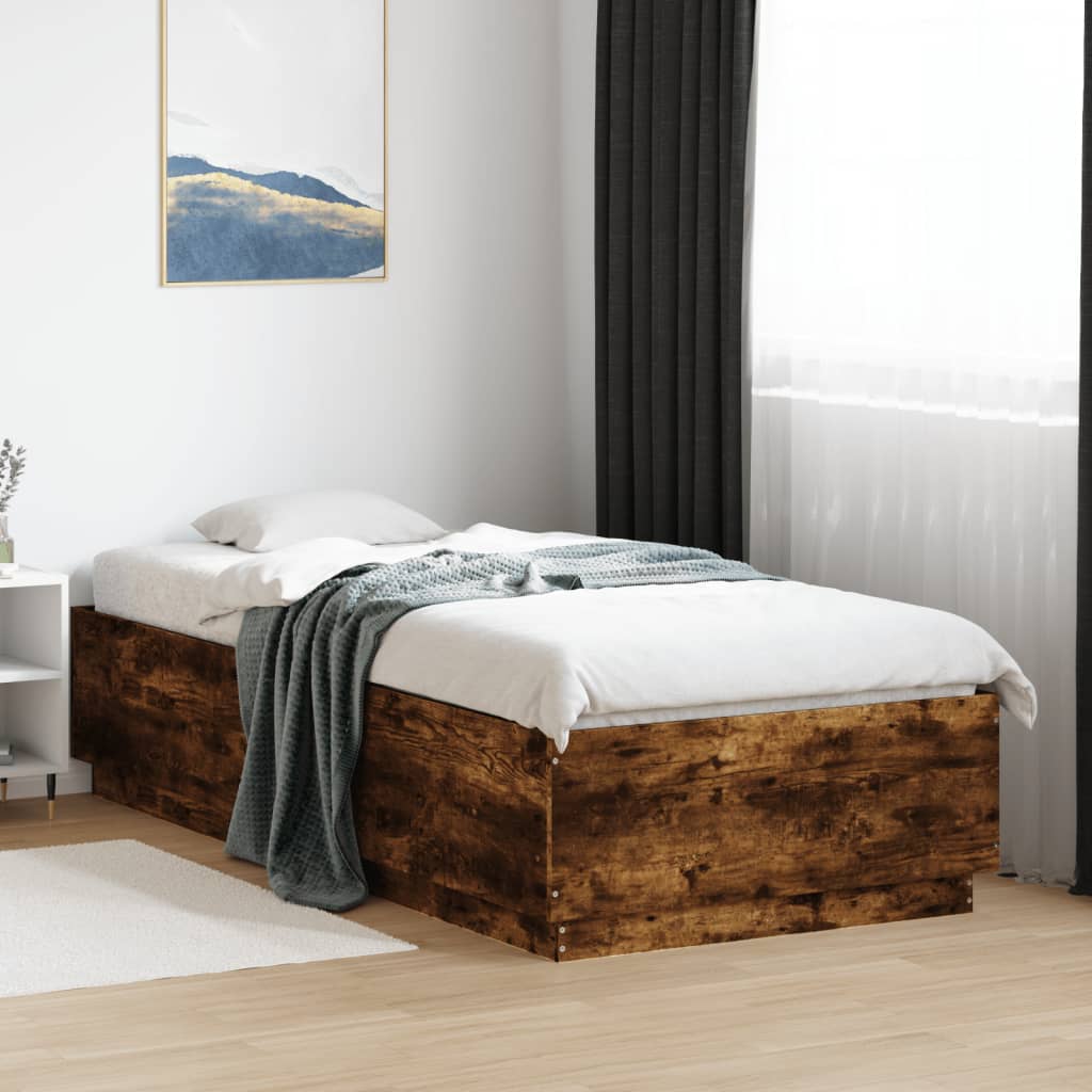 Bettgestell mit LED Weiß 200x200 cm Holzwerkstoff
