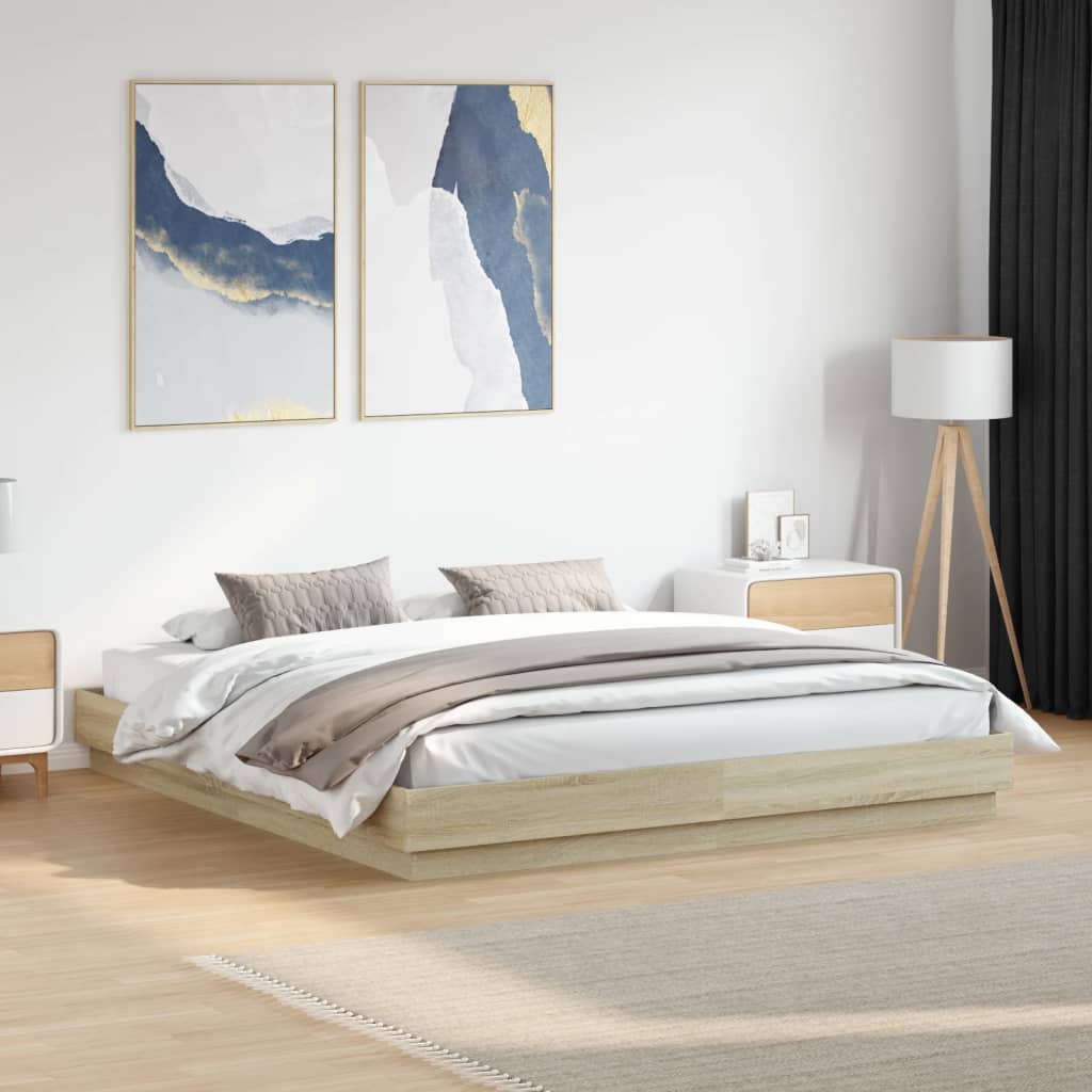 Bettgestell mit LED Weiß 200x200 cm