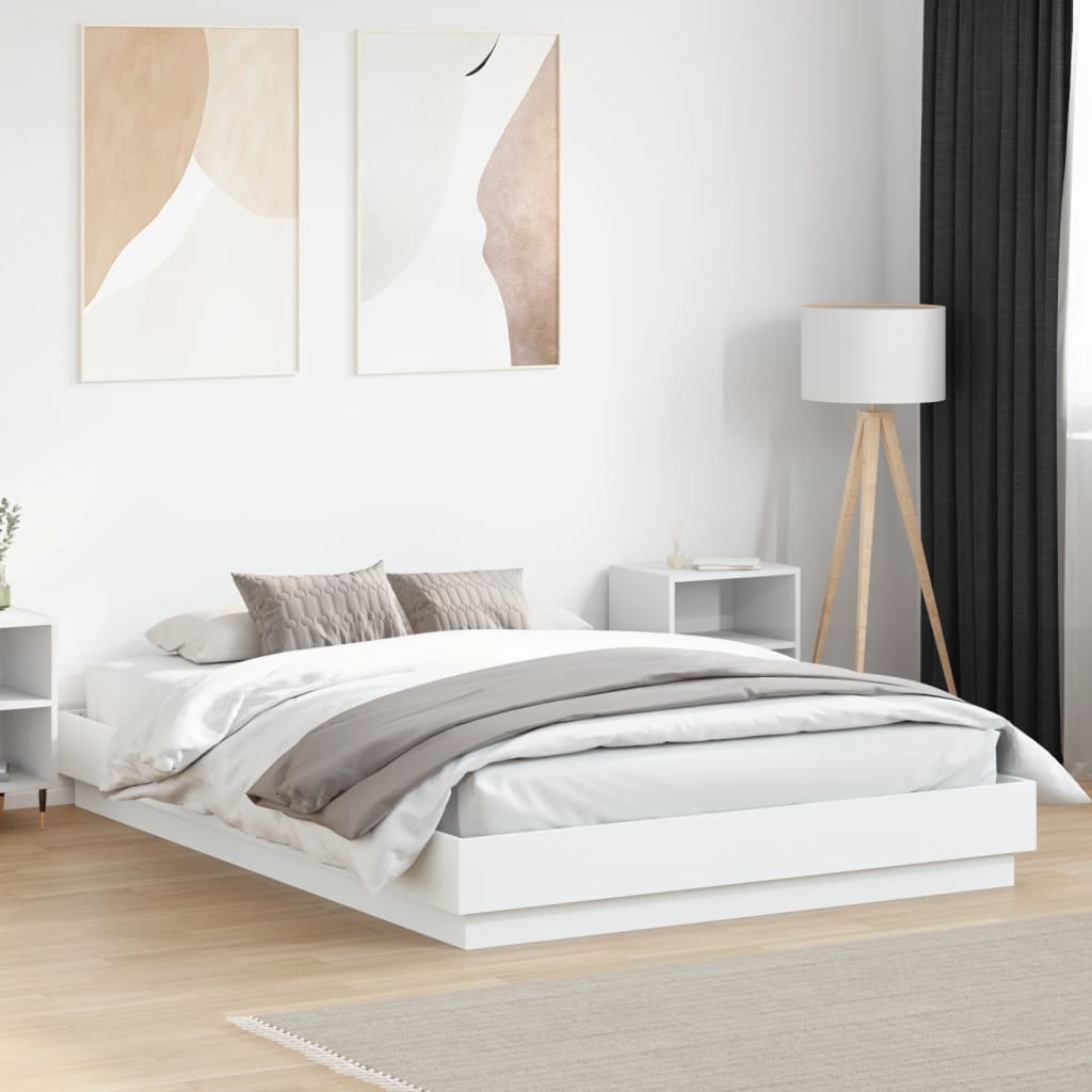 Bettgestell mit LED Weiß 200x200 cm