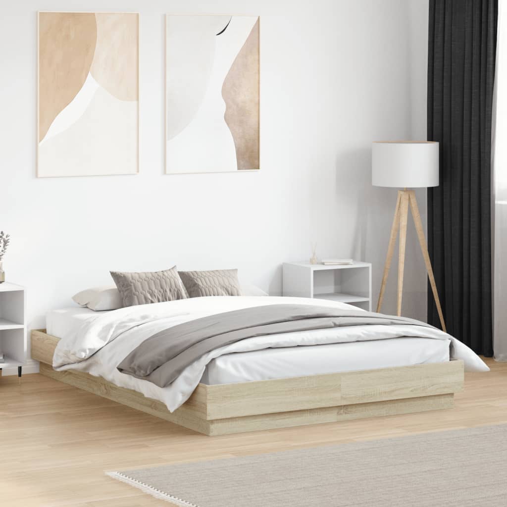 Bettgestell mit LED Weiß 200x200 cm