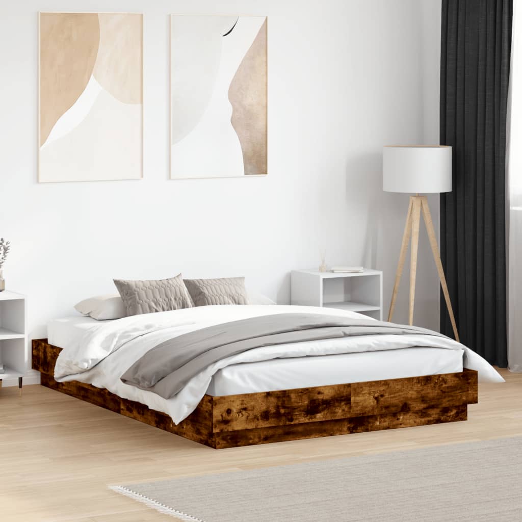 Bettgestell mit LED Weiß 200x200 cm