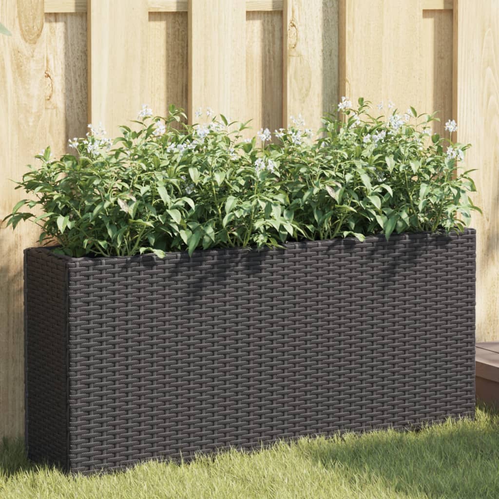Pflanzkübel mit 2 Töpfen 2 Stk. Grau 90x20x40 cm Poly Rattan