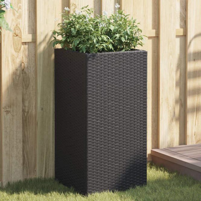 vidaXL Pflanzkübel Braun 40x40x80 cm Poly Rattan