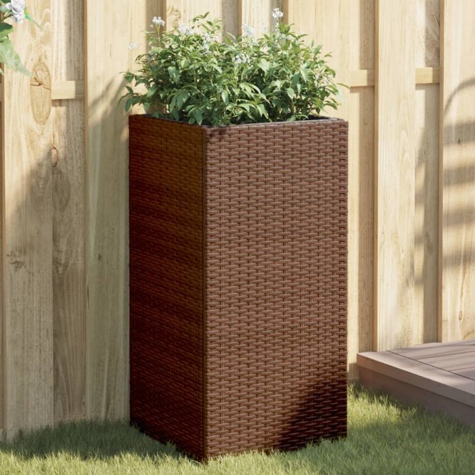 vidaXL Pflanzkübel Braun 40x40x80 cm Poly Rattan