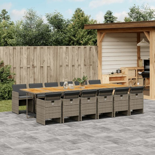 5-tlg. Garten-Essgruppe mit Kissen Schwarz Poly Rattan