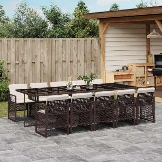 5-tlg. Garten-Essgruppe mit Kissen Schwarz Poly Rattan