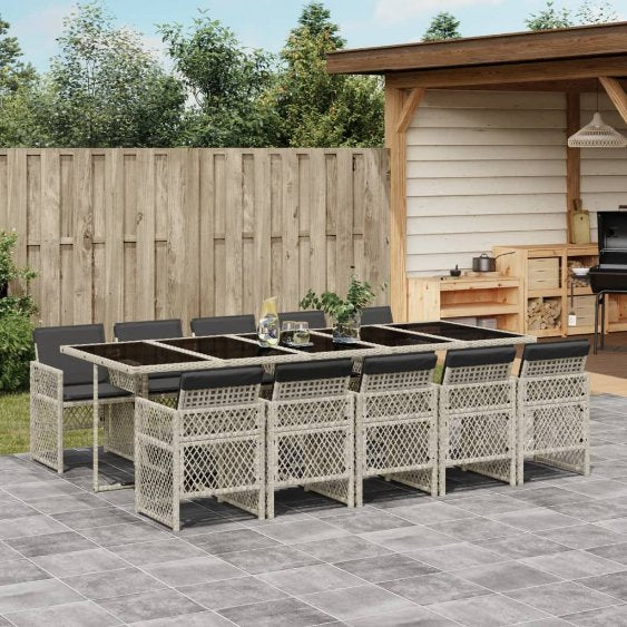 5-tlg. Garten-Essgruppe mit Kissen Schwarz Poly Rattan