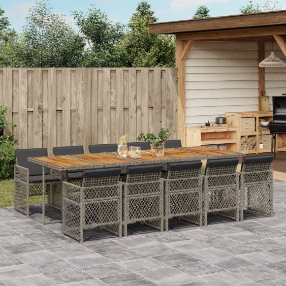 5-tlg. Garten-Essgruppe mit Kissen Schwarz Poly Rattan
