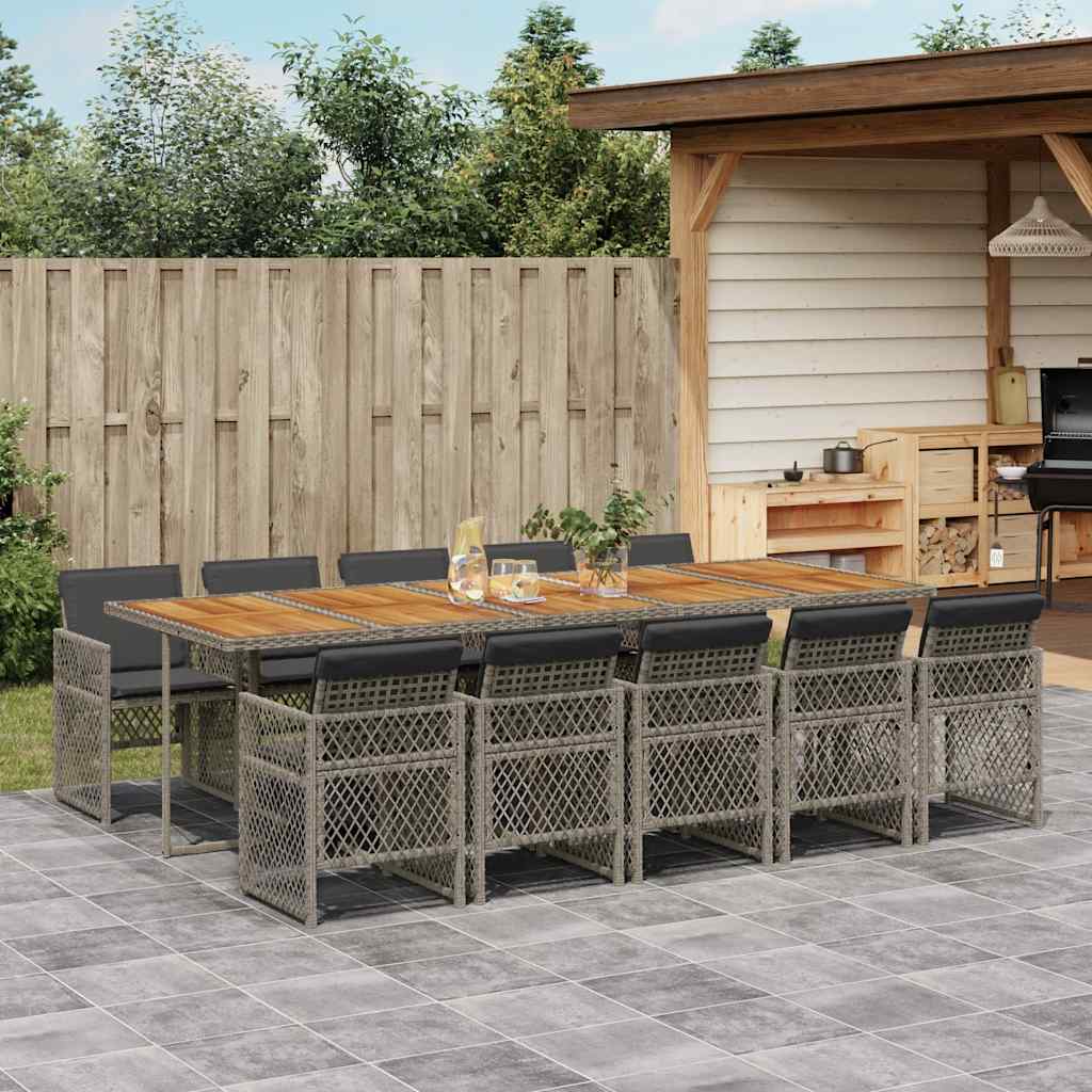 5-tlg. Garten-Essgruppe mit Kissen Schwarz Poly Rattan