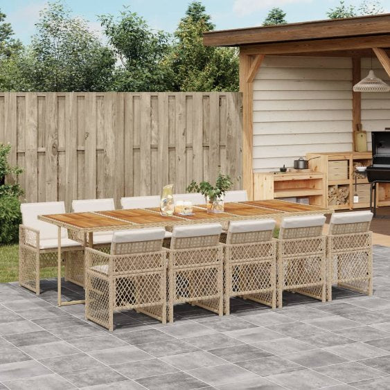 5-tlg. Garten-Essgruppe mit Kissen Schwarz Poly Rattan