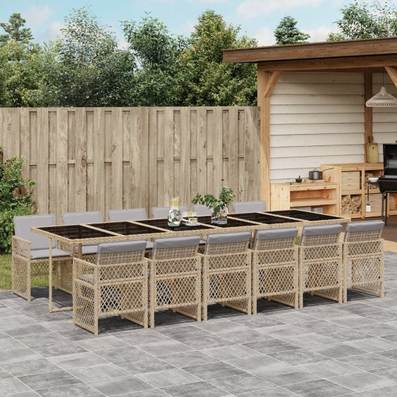 5-tlg. Garten-Essgruppe mit Kissen Schwarz Poly Rattan