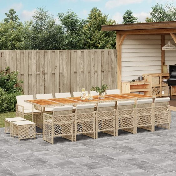 9-tlg. Garten-Essgruppe mit Kissen Schwarz Poly Rattan