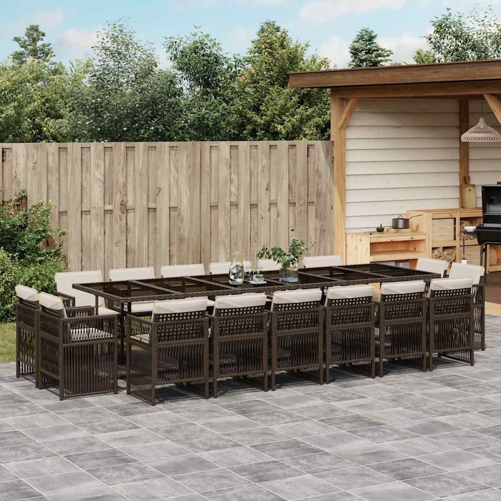 9-tlg. Garten-Essgruppe mit Kissen Schwarz Poly Rattan