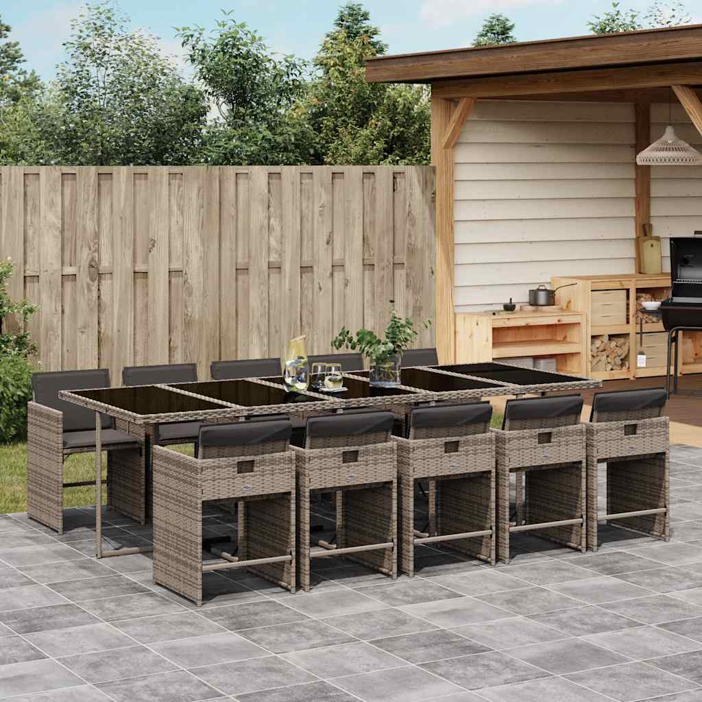 5-tlg. Garten-Essgruppe mit Kissen Schwarz Poly Rattan