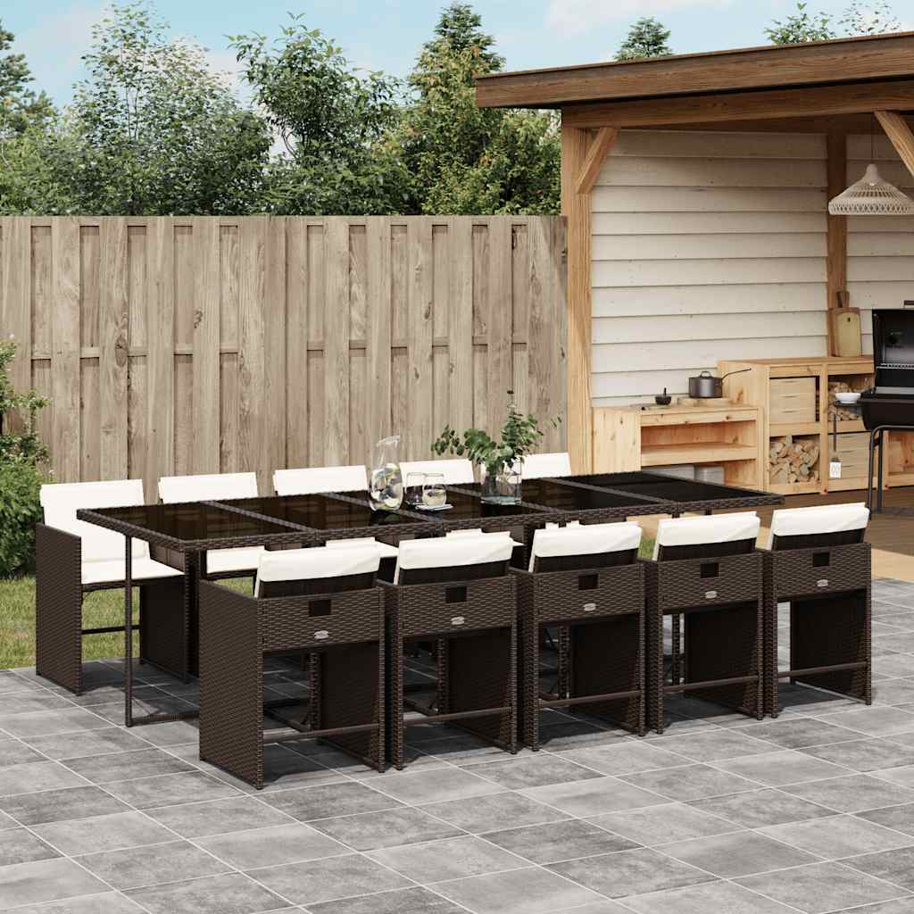 5-tlg. Garten-Essgruppe mit Kissen Schwarz Poly Rattan
