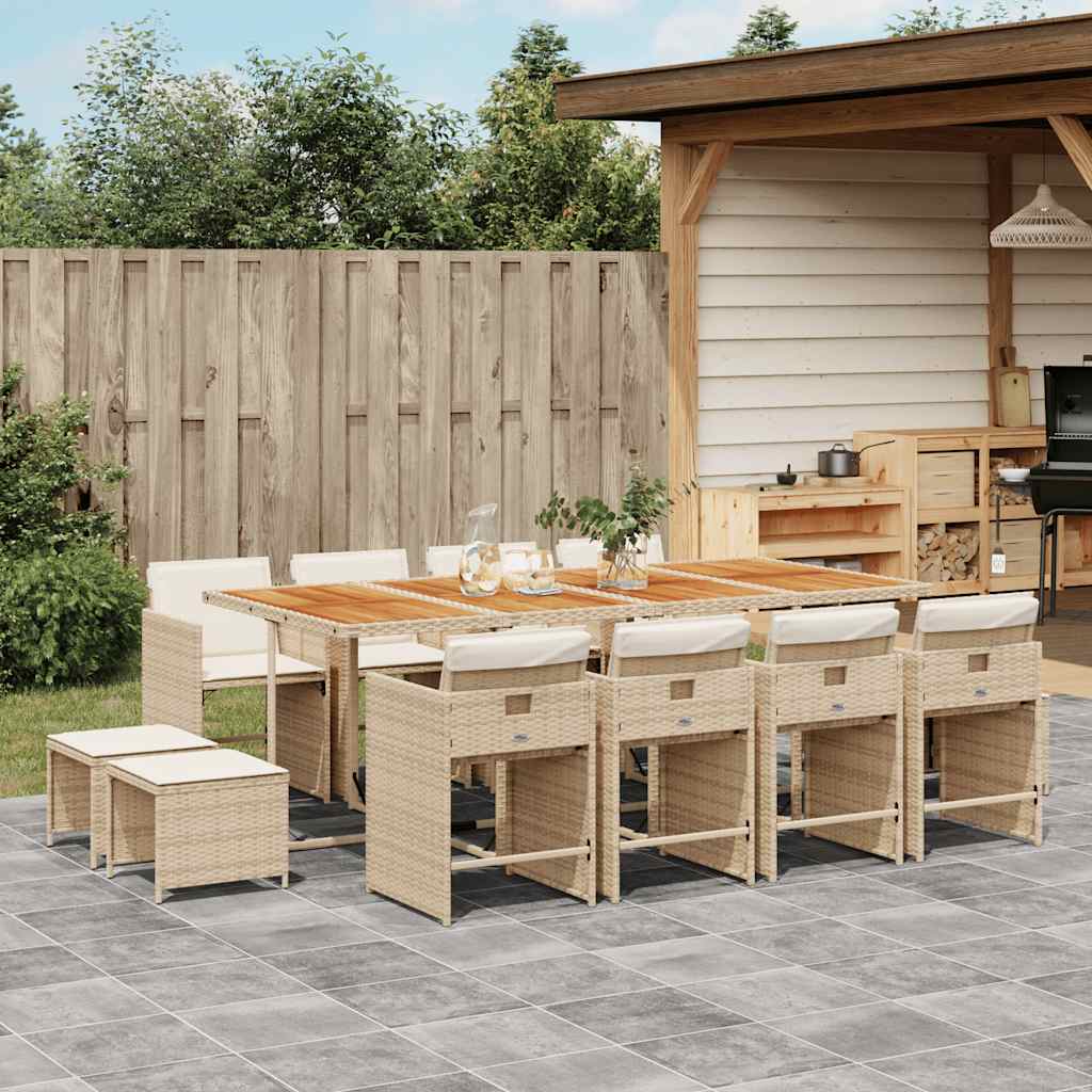 9-tlg. Garten-Essgruppe mit Kissen Schwarz Poly Rattan