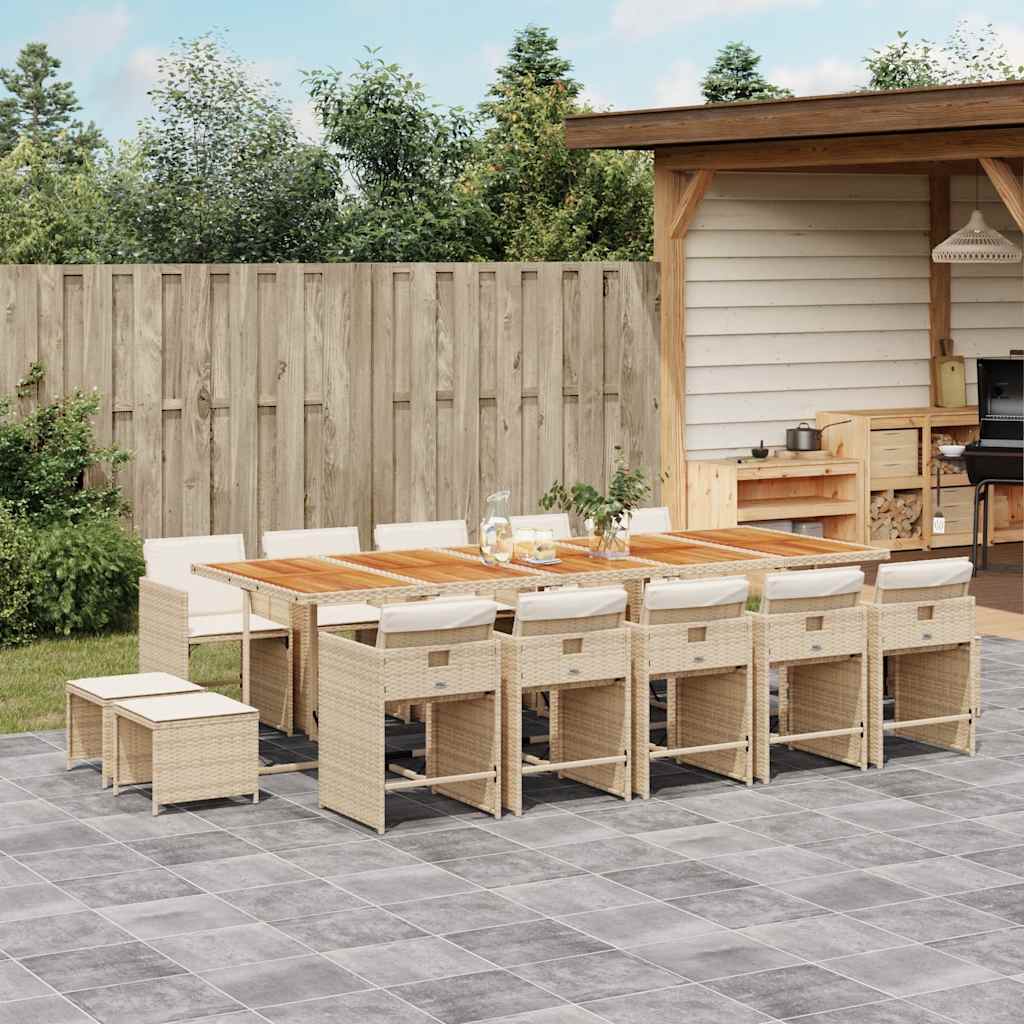 9-tlg. Garten-Essgruppe mit Kissen Schwarz Poly Rattan