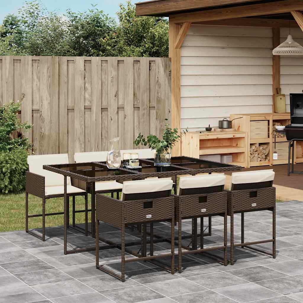 5-tlg. Garten-Essgruppe mit Kissen Schwarz Poly Rattan