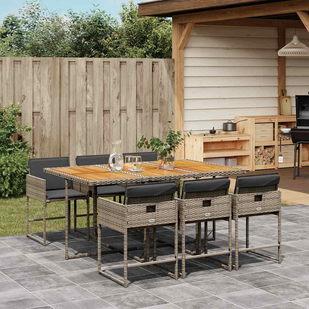 5-tlg. Garten-Essgruppe mit Kissen Schwarz Poly Rattan