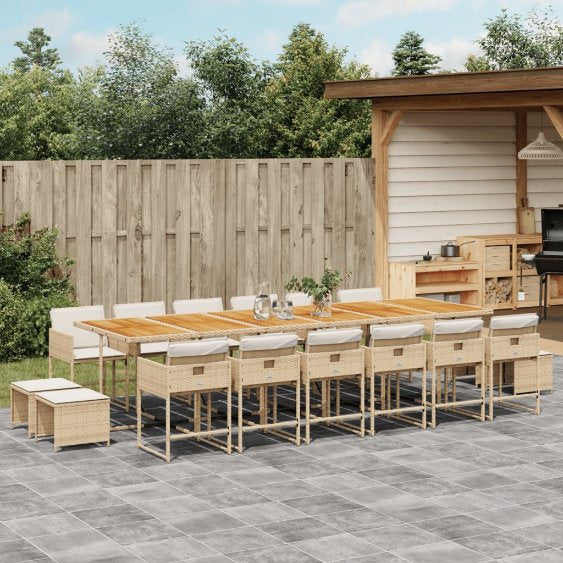 9-tlg. Garten-Essgruppe mit Kissen Schwarz Poly Rattan