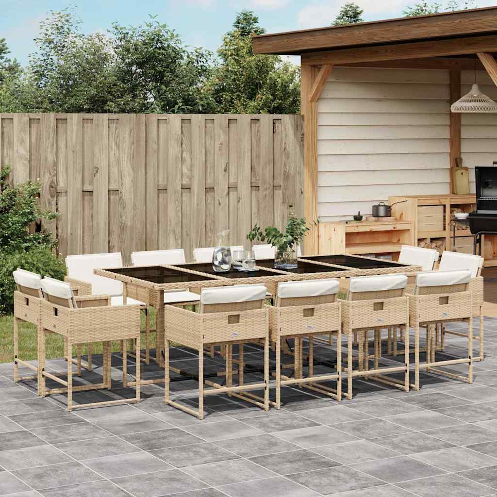 9-tlg. Garten-Essgruppe mit Kissen Schwarz Poly Rattan