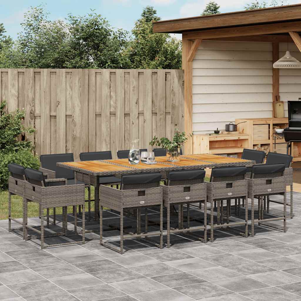 9-tlg. Garten-Essgruppe mit Kissen Schwarz Poly Rattan